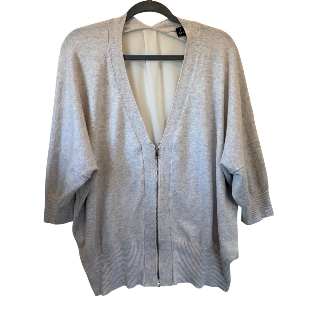 Lane Bryant Women 22/24 Zip Front Cardigan Sheer Chiffon Back Dolman Sleeve Flaw
